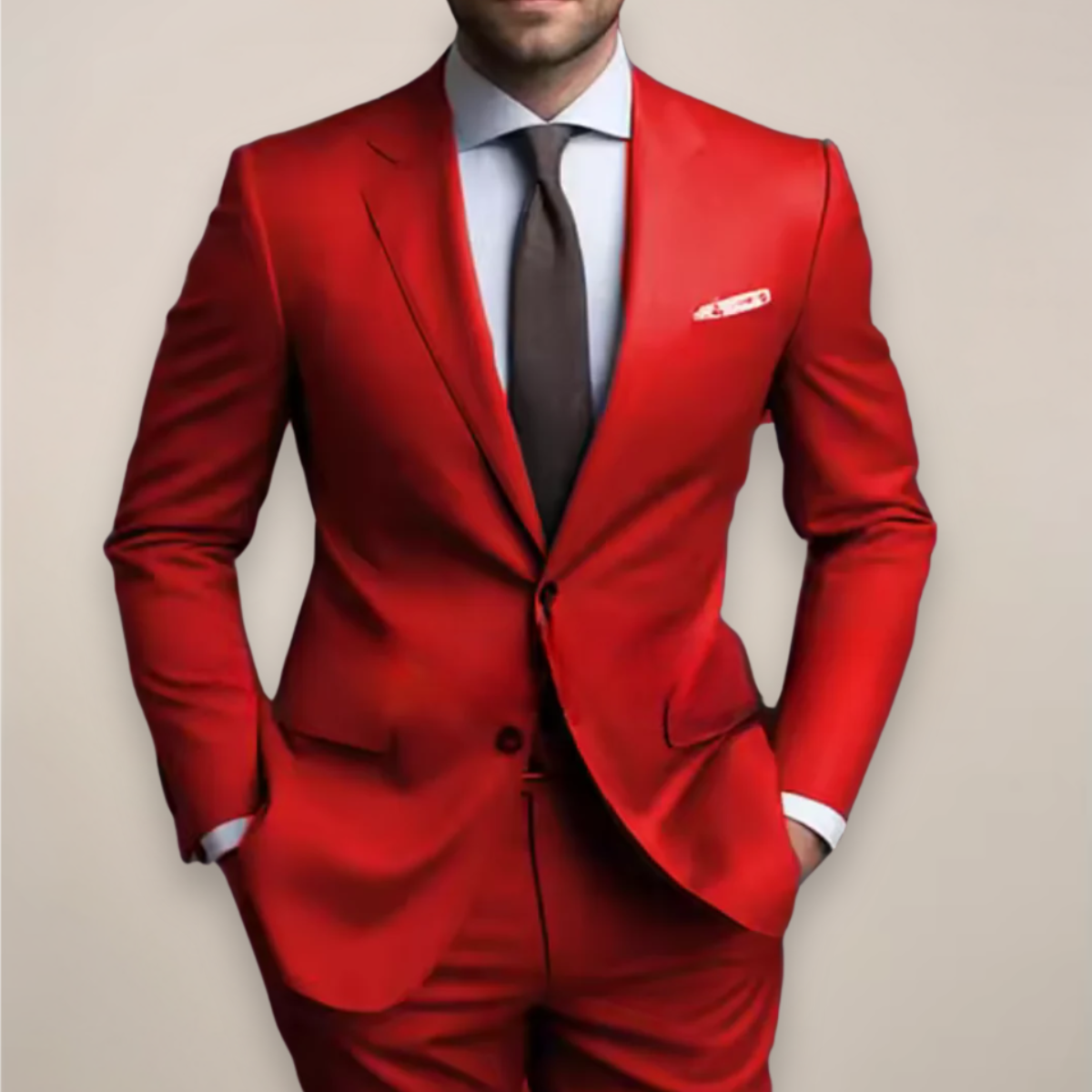 Costume deux pièces à coupe régulière pour hommes - Blazer tailleur avec revers à pointe et pantalon assorti