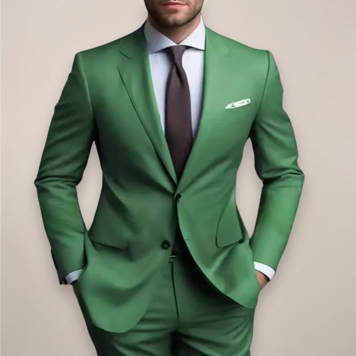 Costume deux pièces à coupe régulière pour hommes - Blazer tailleur avec revers à pointe et pantalon assorti