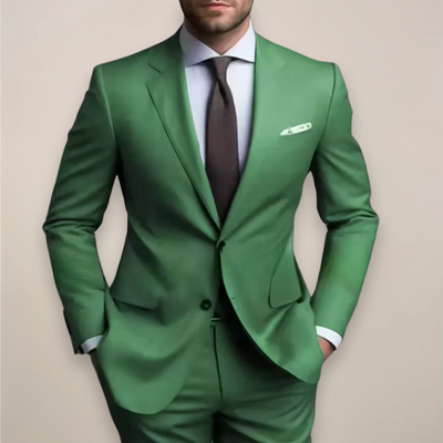 Costume deux pièces à coupe régulière pour hommes - Blazer tailleur avec revers à pointe et pantalon assorti