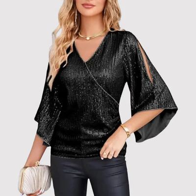 Top cache-cœur en lurex avec manches fendues - Festif et chic