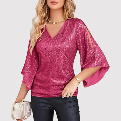 Top cache-cœur en lurex avec manches fendues - Festif et chic