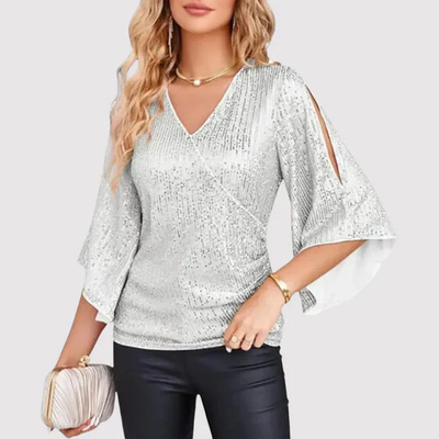 Top cache-cœur en lurex avec manches fendues - Festif et chic