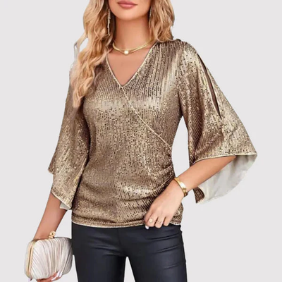 Top cache-cœur en lurex avec manches fendues - Festif et chic