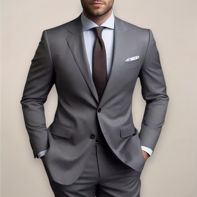 Costume deux pièces à coupe régulière pour hommes - Blazer tailleur avec revers à pointe et pantalon assorti