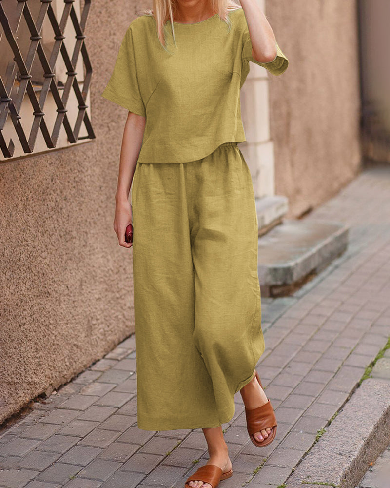 Ensemble léger avec top et pantalon | Lin | Frais et confortable