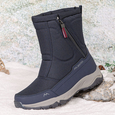 Bottes d'hiver pour femmes avec fermeture éclair latérale - Bottes de neige imperméables, antidérapantes et durables avec doublure chaude