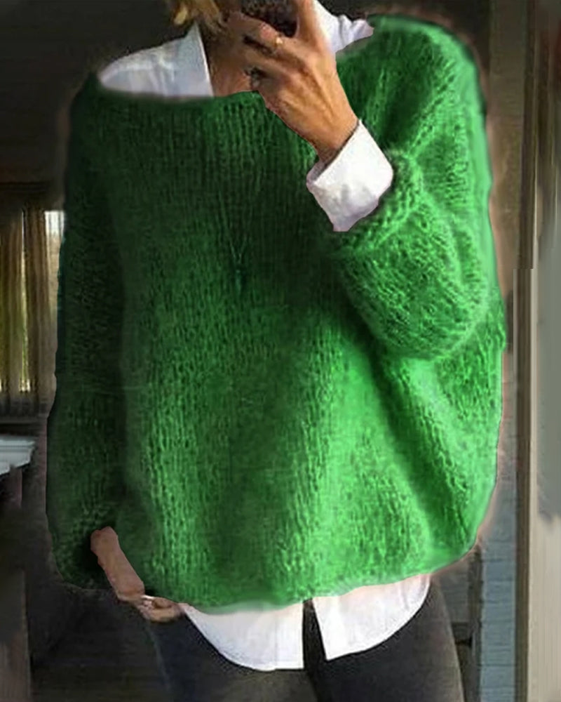 Maglione classico da donna lavorato a maglia con spalle scoperte