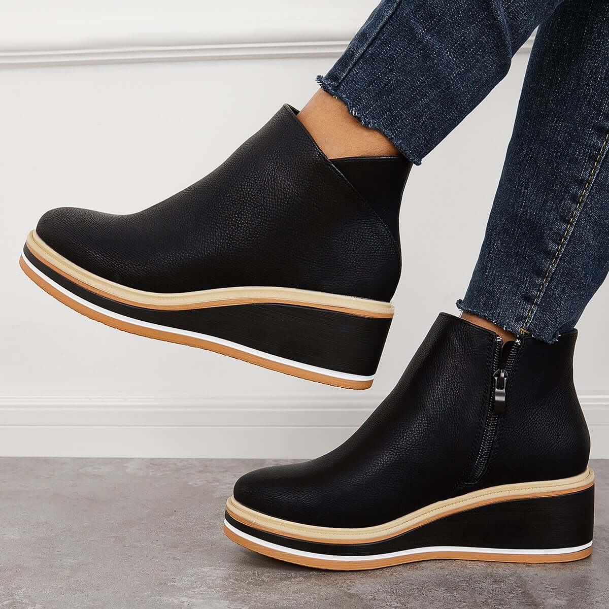 Bottines zippées à plateau pour femmes
