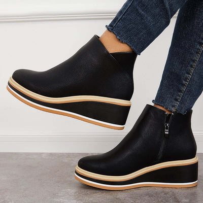 Bottines zippées à plateau pour femmes
