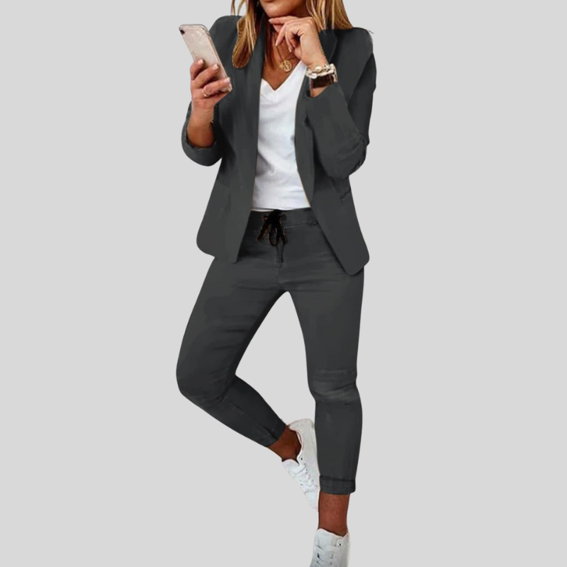 Mary | Ensemble deux pièces avec blazer à carreaux et pantalon assorti