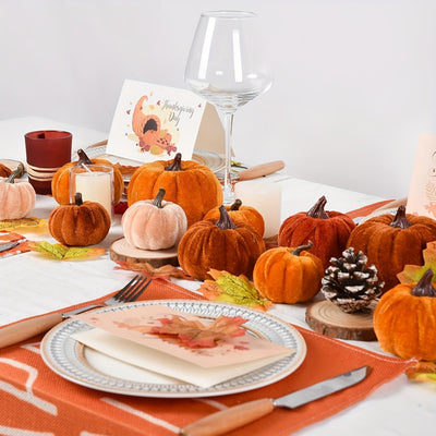 PumpkinPatch | 12 pièces de citrouilles artificielles en velours - décoration d'automne en mousse & décoration de table pour Halloween