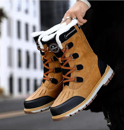 Bottes d'hiver pour hommes - Chaussures de neige doublées et chaudes avec semelle antidérapante