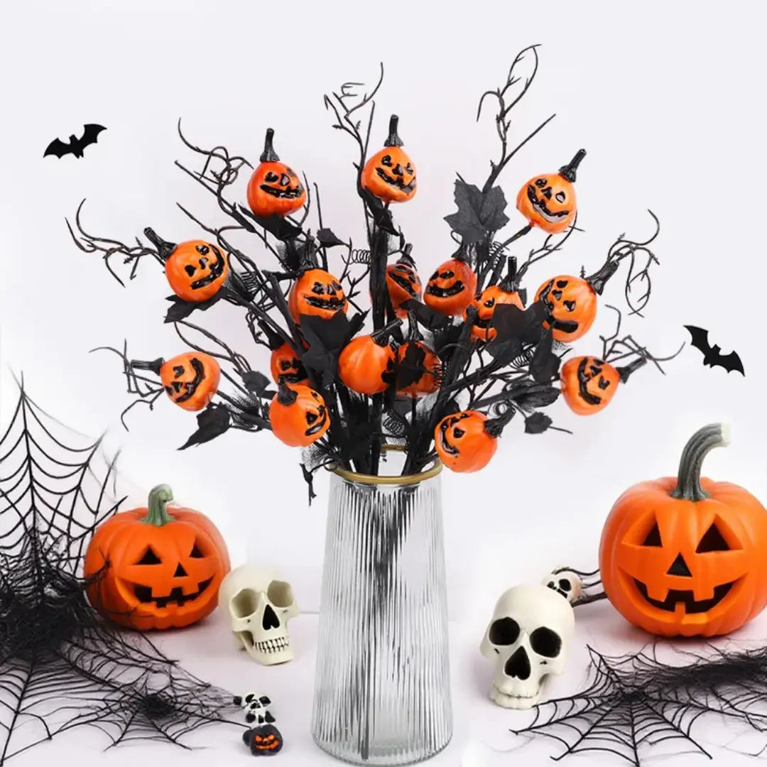 Halloween Artificial Pumpkin Branches Maple Leaf