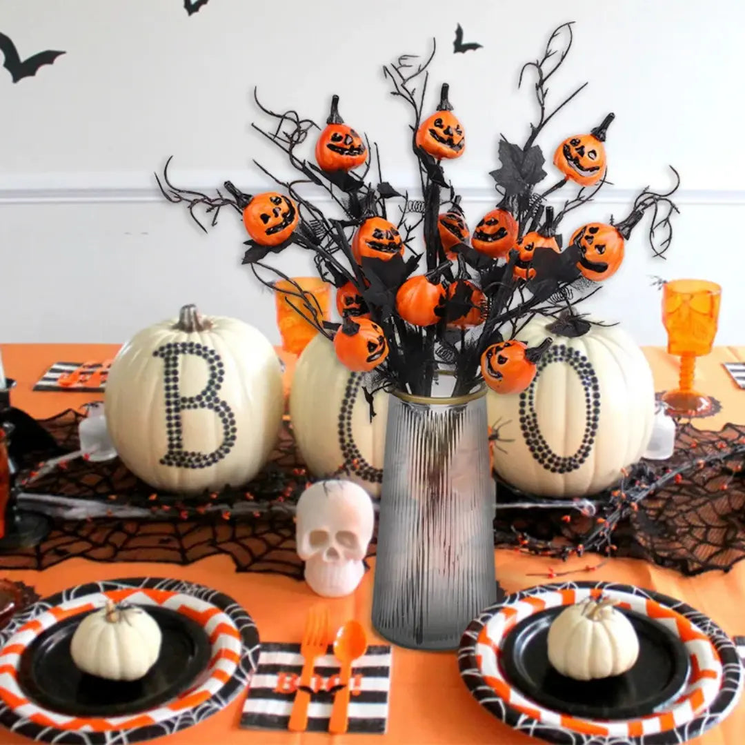 Halloween Artificial Pumpkin Branches Maple Leaf