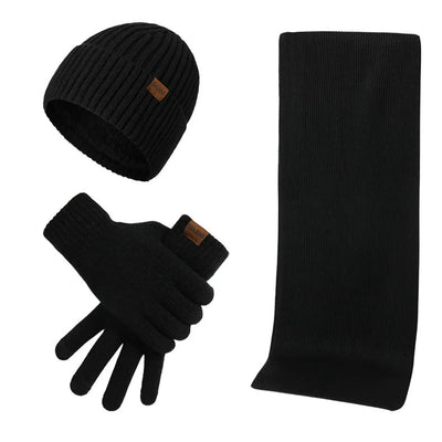 Set d'hiver décontracté avec bonnet, écharpe et gants pour hommes