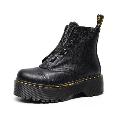 Botas de piel de mujer con suela gruesa