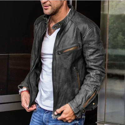 Veste de motard en cuir de haute qualité pour hommes