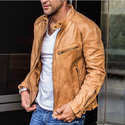 Veste en cuir polyvalente et résistante aux intempéries pour hommes