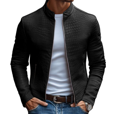 Kairos | Veste en cuir pour homme avec motif en pierre et coupe cintrée