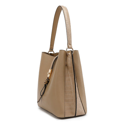Femme - Sac à main hobo - Insertions en croco - Style chic