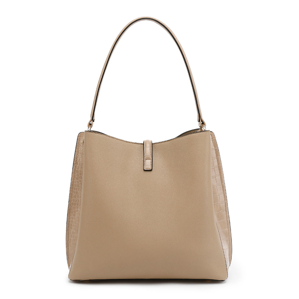 Femme - Sac à main hobo - Insertions en croco - Style chic