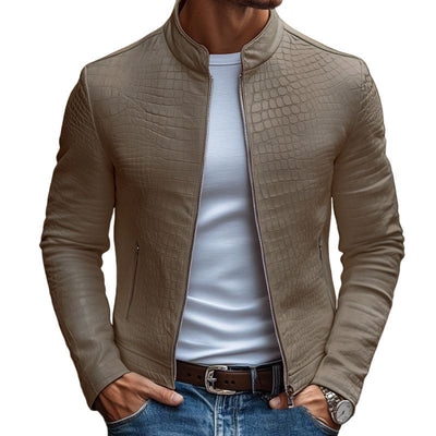 Kairos | Veste en cuir pour homme avec motif en pierre et coupe cintrée