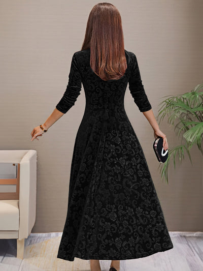 Robe en velours à col en V pour femmes - idéale pour le printemps/été