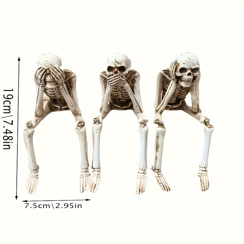 CryptSkulls | Trio de crânes en résine 3 pièces - Set de sculptures fantômes pour la décoration d'Halloween