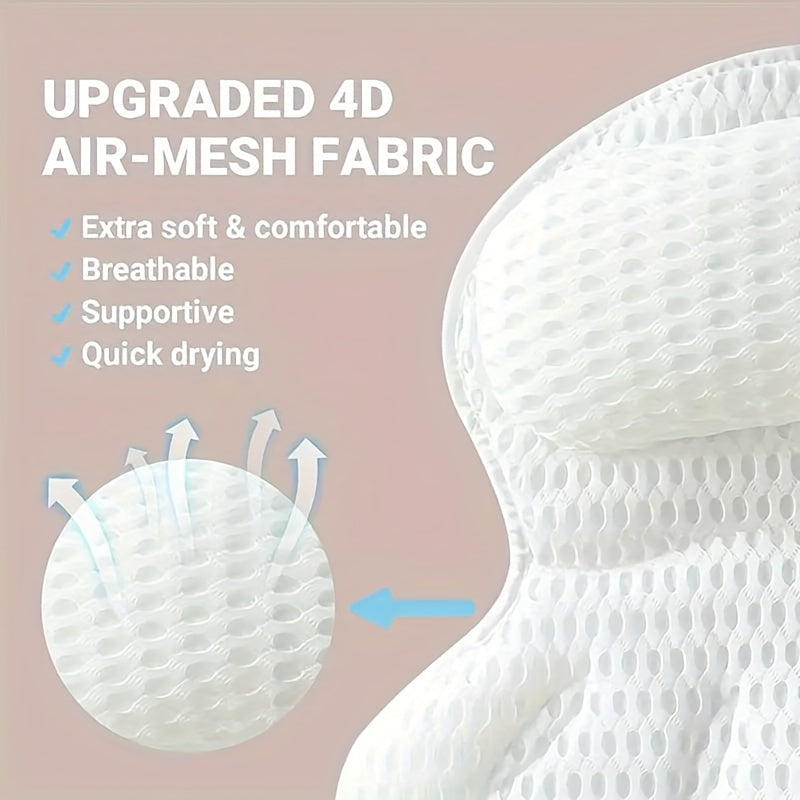 Cuscino da bagno di lusso LuxieSpa 4D - Cuscino traspirante con supporto per collo e schiena per un bagno rilassante