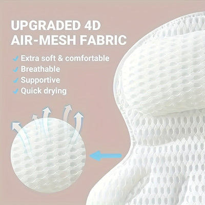 Cuscino da bagno di lusso LuxieSpa 4D - Cuscino traspirante con supporto per collo e schiena per un bagno rilassante