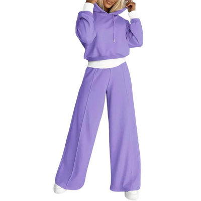 Delma | Ensemble Lounge Femme Tendance | Relaxed Fit | Sweat à capuche et pantalon avec cordon de serrage