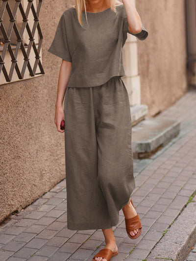 Ensemble léger avec top et pantalon | Lin | Frais et confortable