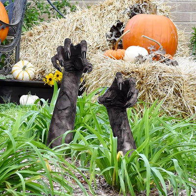 2 pièces de main de fantôme d'Halloween en simulation 3D - Décoration de jardin et d'extérieur effrayante