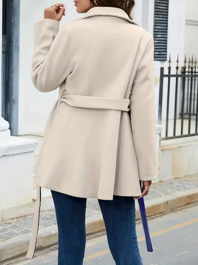 Noble manteau croisé pour femme avec ceinture