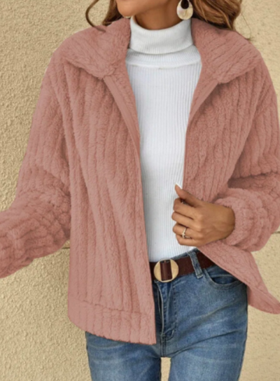 Cardigan caldo in peluche da donna