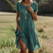 Lise | Robe midi à col ras du cou et à manches courtes à pois
