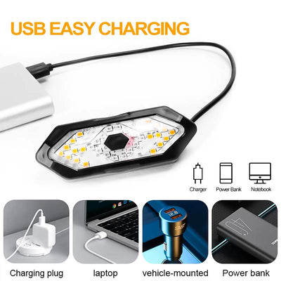 Lampe LED hexagonale avec câble USB, compatible chargeur, ordinateur portable, voiture, et power bank. Éclairage portable, facile à charger.