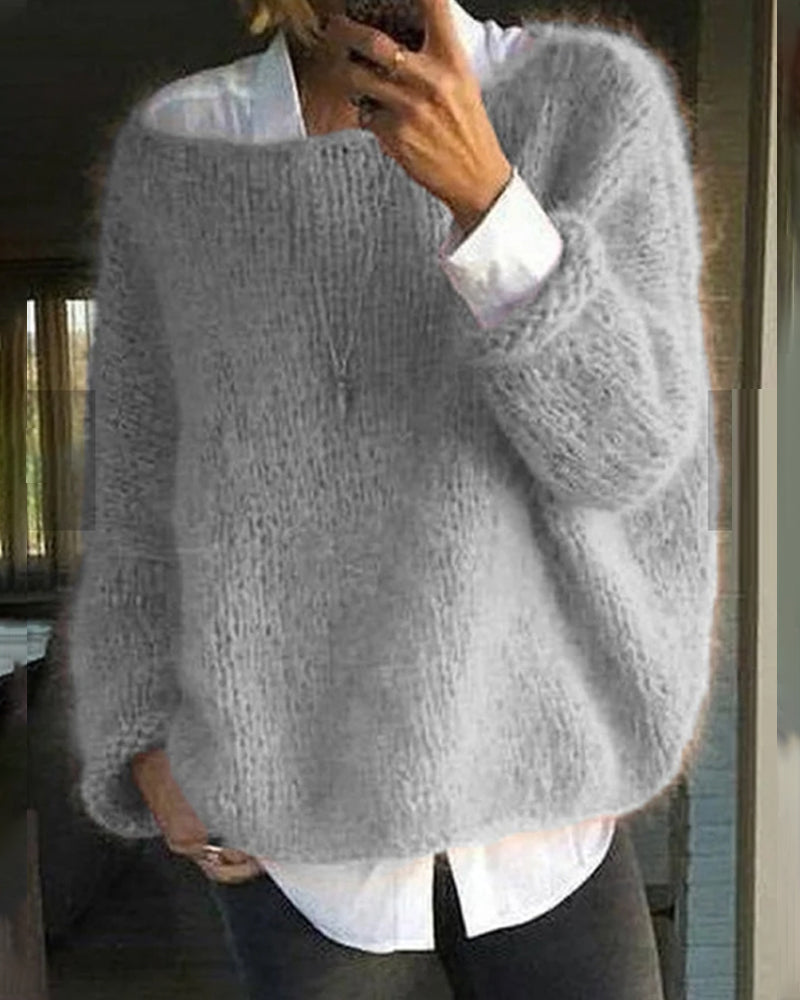 Maglione classico da donna lavorato a maglia con spalle scoperte