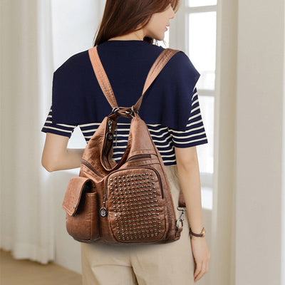 Vintpack – Sac à Dos Compact en Cuir Clouté
