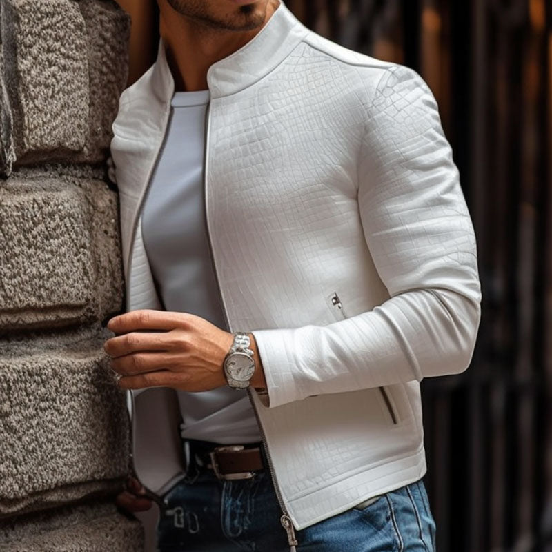 Kairos | Veste en cuir pour homme avec motif en pierre et coupe cintrée