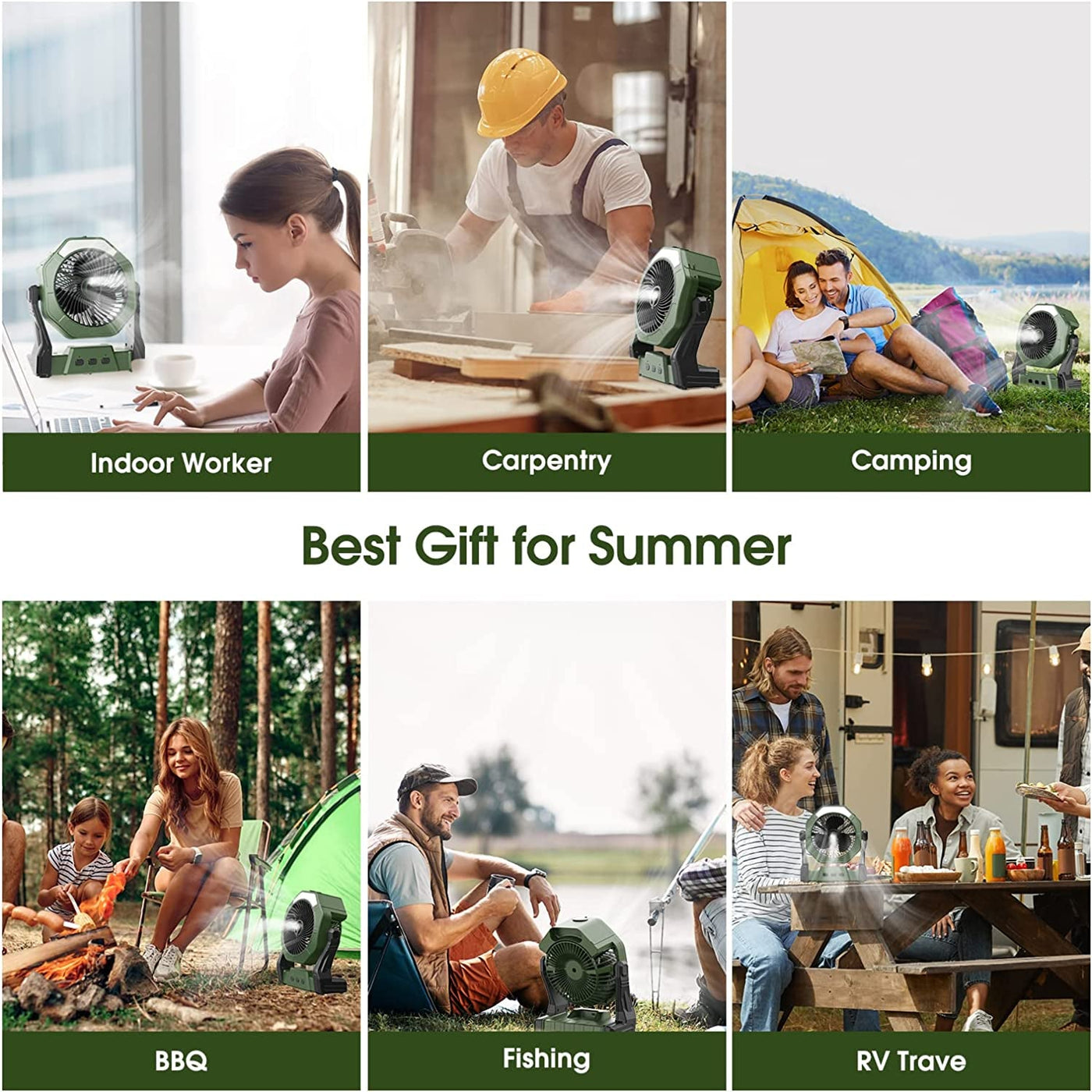 Ventilateur de brumisation portable, 8 pouces, 10000Mah, batterie rechargeable