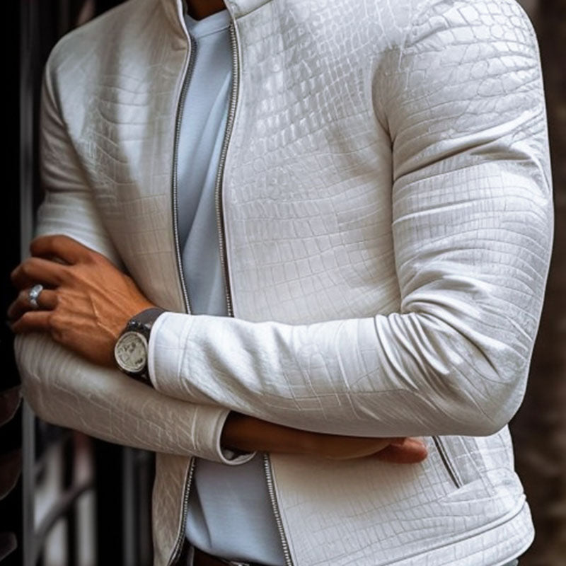 Kairos | Veste en cuir pour homme avec motif en pierre et coupe cintrée