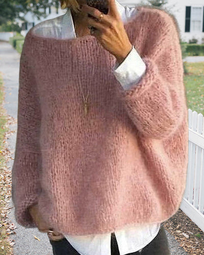 Maglione classico da donna lavorato a maglia con spalle scoperte