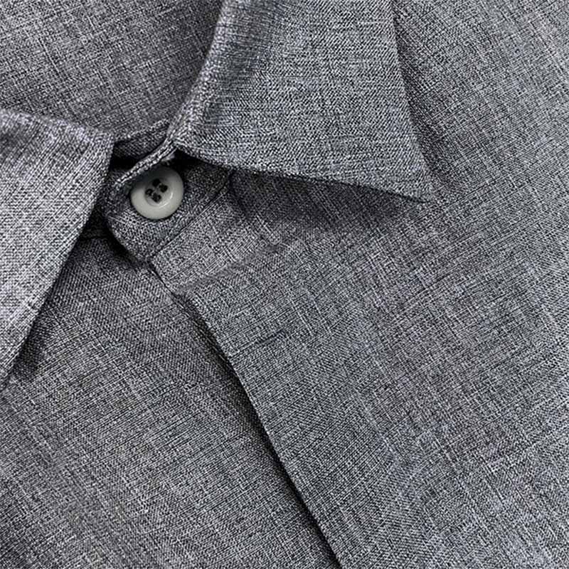 Chemise homme - Fermeture par boutons - Mélange respirant de coton et de lin - Coupe régulière - Manches courtes
