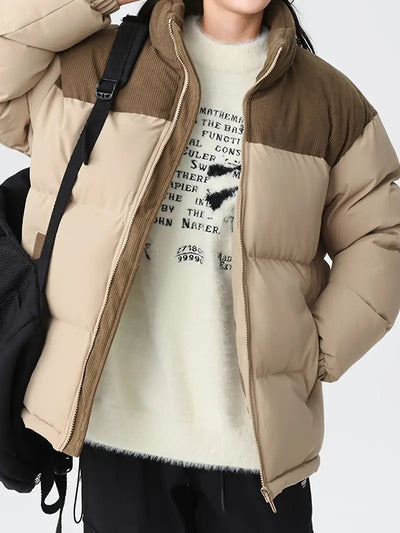 Veste tampon tendance en design color-block pour hommes - manteau d'hiver chaud et épais