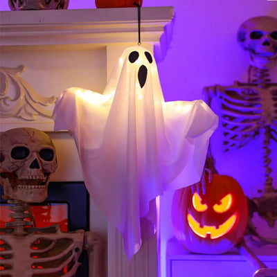 Halloween Fantôme Blanc Lumineux - Décoration suspendue à LED avec lumières féeriques