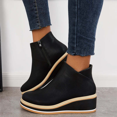 Bottines zippées à plateau pour femmes