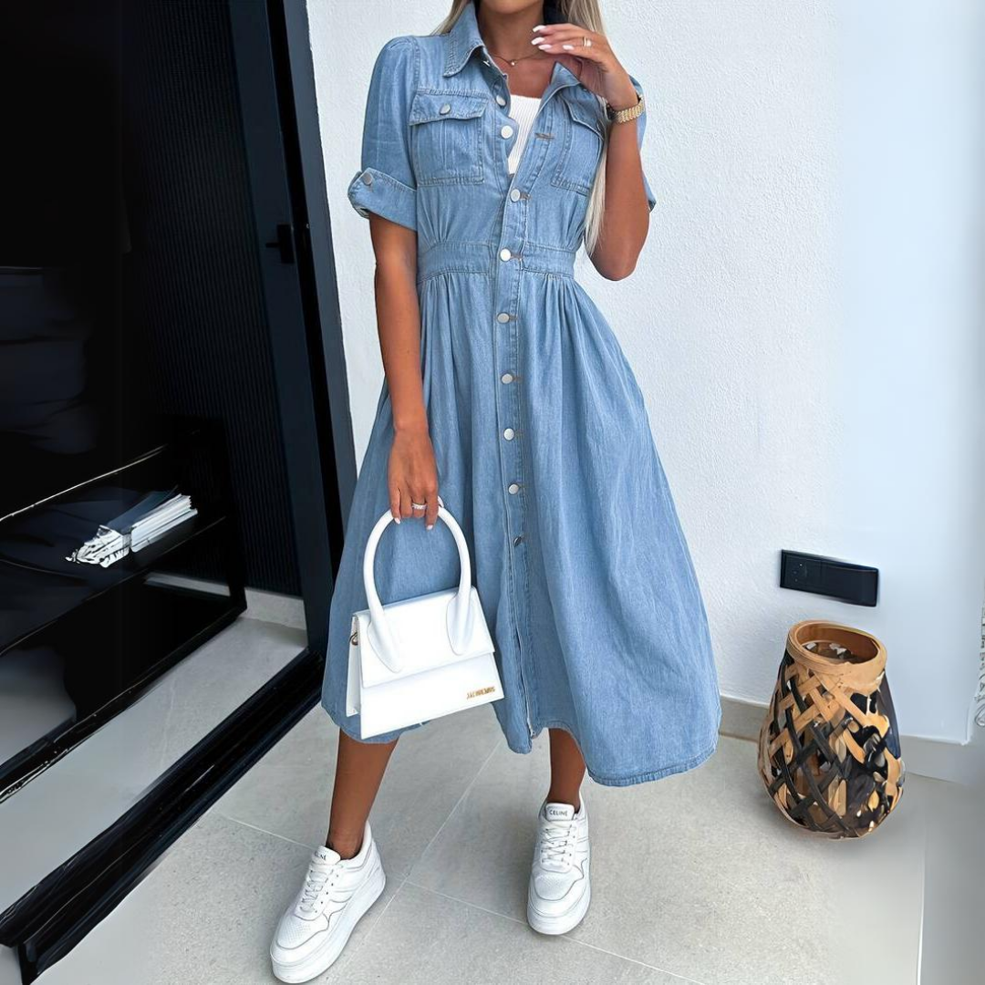 Eliana - Robe midi en jean pour toutes les saisons