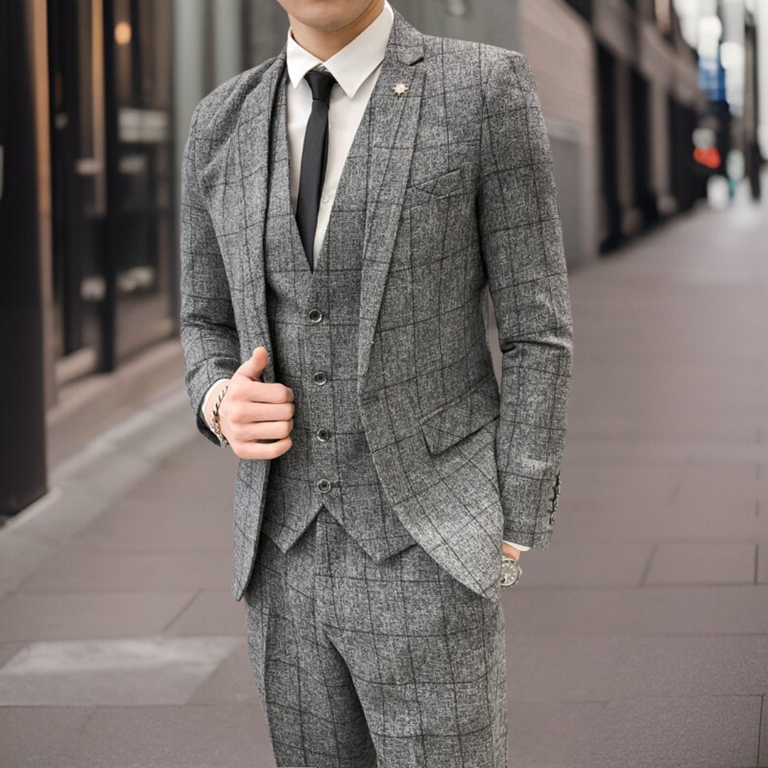 Costume d'invité de mariage 3 pièces pour hommes | Carreaux