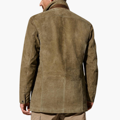 Męska kurtka zamszowa ze skórzanym kołnierzem